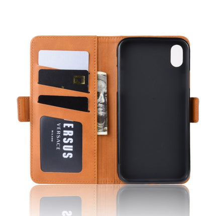 Dual-side Magnetic Buckle Horizontal Flip Leather Case for iPhone XR, with Holder & Card Slots & Photo Frame(Yellow)-garmade.com