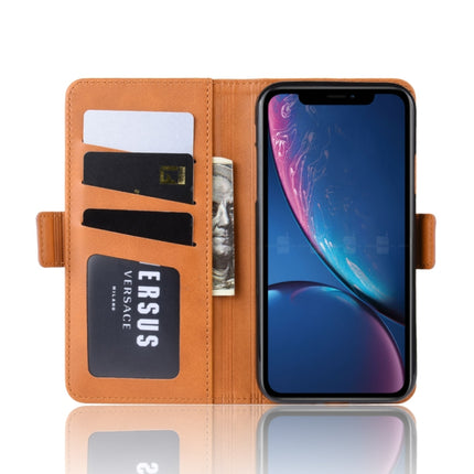 Dual-side Magnetic Buckle Horizontal Flip Leather Case for iPhone XR, with Holder & Card Slots & Photo Frame(Yellow)-garmade.com