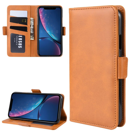 Dual-side Magnetic Buckle Horizontal Flip Leather Case for iPhone XR, with Holder & Card Slots & Photo Frame(Yellow)-garmade.com