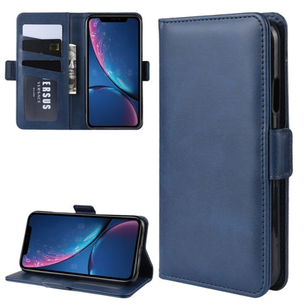 Dual-side Magnetic Buckle Horizontal Flip Leather Case for iPhone XR, with Holder & Card Slots & Photo Frame(Dark Blue)-garmade.com