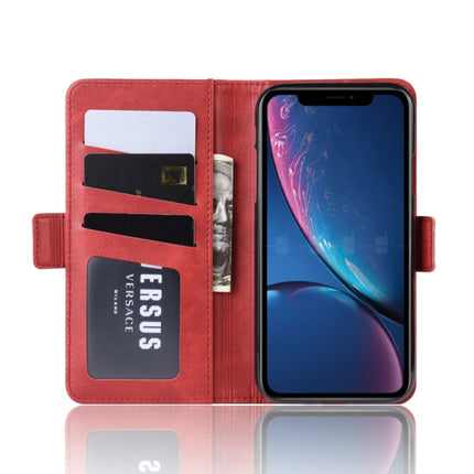 Dual-side Magnetic Buckle Horizontal Flip Leather Case for iPhone XR, with Holder & Card Slots & Photo Frame(Red)-garmade.com