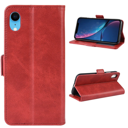 Dual-side Magnetic Buckle Horizontal Flip Leather Case for iPhone XR, with Holder & Card Slots & Photo Frame(Red)-garmade.com