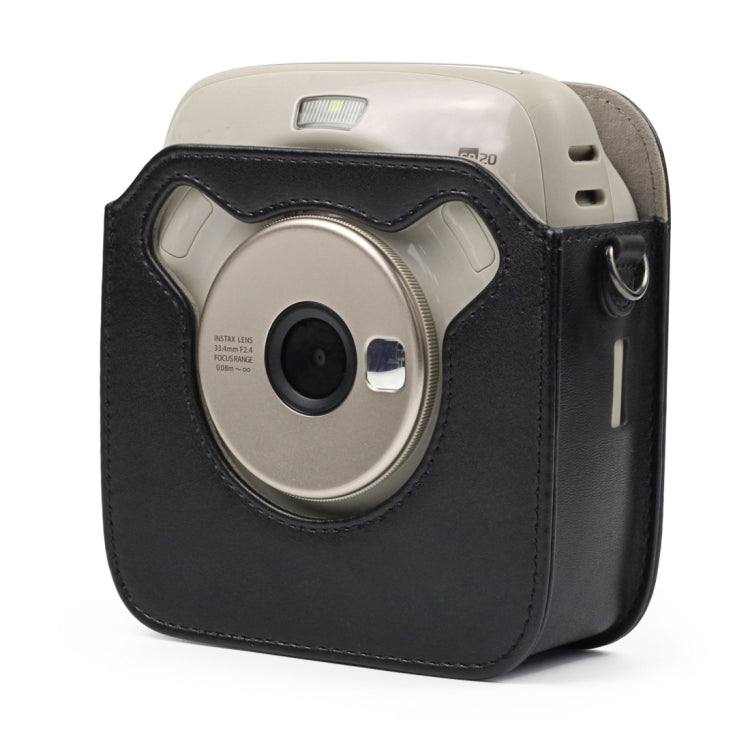 Full Body Camera PU Leather Case Bag with Strap for Fujifilm Instax Square SQ20(Black)-garmade.com