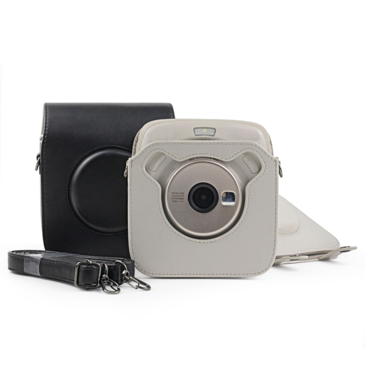 Full Body Camera PU Leather Case Bag with Strap for Fujifilm Instax Square SQ20(Black)-garmade.com