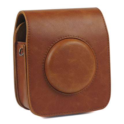 Full Body Camera PU Leather Case Bag with Strap for Fujifilm Instax Square SQ20(Brown)-garmade.com