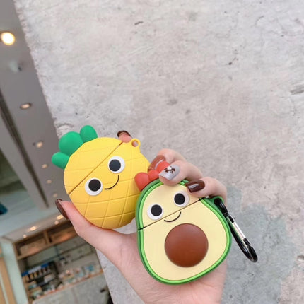 For Apple AirPods 1/2 Generation Universal Couple Avocado And Pineapple Bluetooth Headphone Protective Case(Yellow)-garmade.com