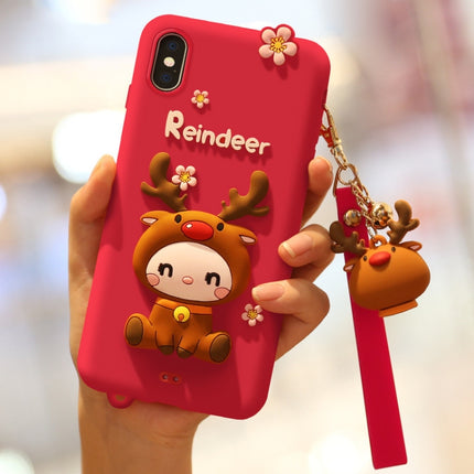 Lovely Reindeer Full Package Anti Falling Silicone Sleeve for iPhone X(Red)-garmade.com