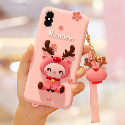 Lovely Reindeer Full Package Anti Falling Silicone Sleeve for iPhone X(Red)-garmade.com