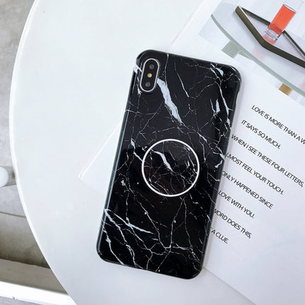 Glossy Marble Folding Bracket Anti-drop TPU Case for iPhone X / XS(Z30)-garmade.com