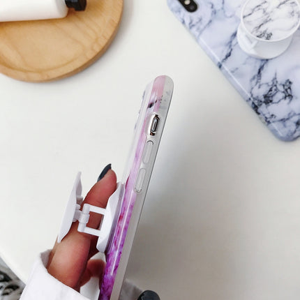 Glossy Marble Folding Bracket Anti-drop TPU Case for iPhone X / XS(Z17)-garmade.com