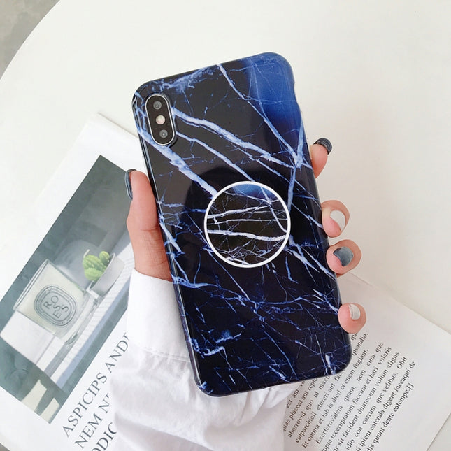 Glossy Marble Folding Bracket Anti-drop TPU Case for iPhone X / XS(Z2)-garmade.com