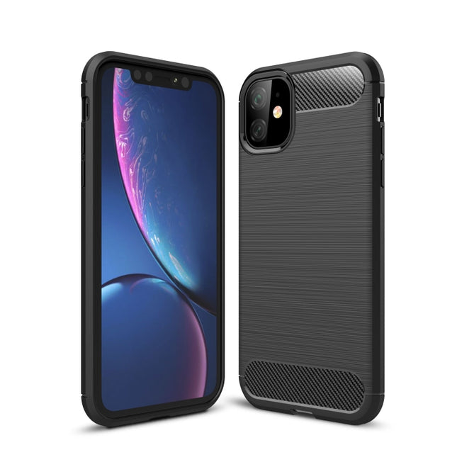 Brushed Texture Carbon Fiber TPU Case for iPhone 11(Black)-garmade.com