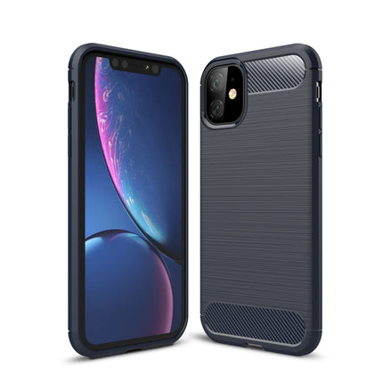 Brushed Texture Carbon Fiber TPU Case for iPhone 11(Navy Blue)-garmade.com
