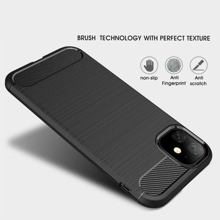 Brushed Texture Carbon Fiber TPU Case for iPhone 11(Red)-garmade.com