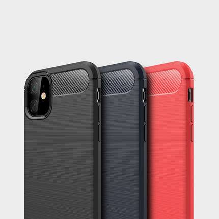 Brushed Texture Carbon Fiber TPU Case for iPhone 11(Red)-garmade.com