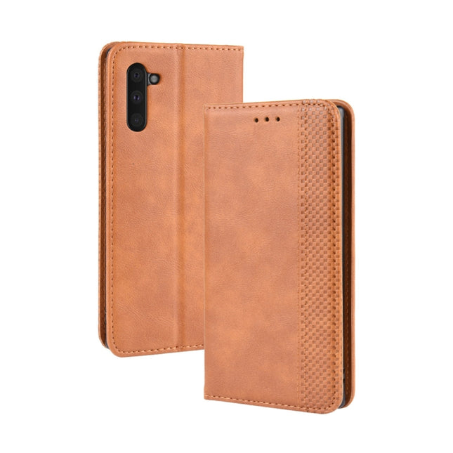Magnetic Buckle Retro Crazy Horse Texture Horizontal Flip Leather Case for Galaxy Note 10 , with Holder & Card Slots & Photo Frame(Brown)-garmade.com