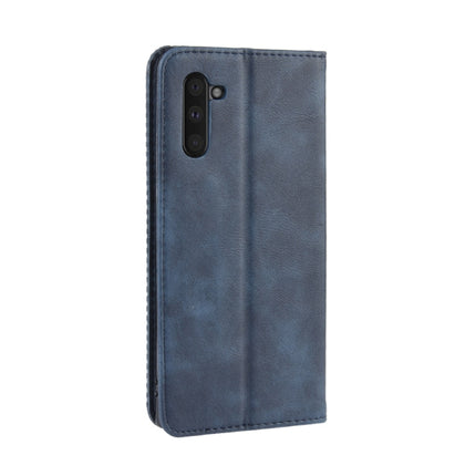 Magnetic Buckle Retro Crazy Horse Texture Horizontal Flip Leather Case for Galaxy Note 10 , with Holder & Card Slots & Photo Frame(Blue)-garmade.com
