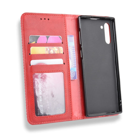 Magnetic Buckle Retro Crazy Horse Texture Horizontal Flip Leather Case for Galaxy Note 10 , with Holder & Card Slots & Photo Frame(Red)-garmade.com