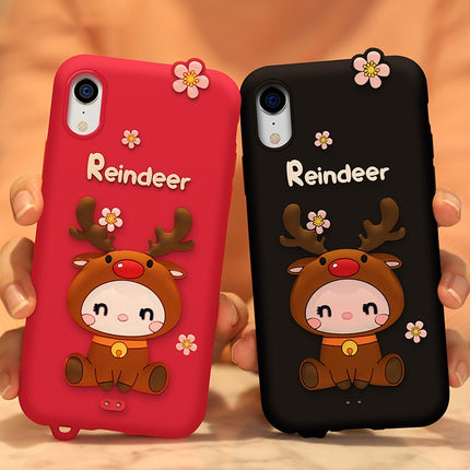 Lovely Reindeer Full Package Anti Falling Silicone Sleeve for iPhone XR(Black)-garmade.com