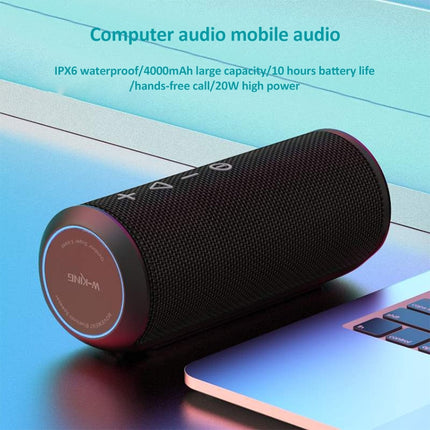W-KING X6S Bluetooth Speaker 20W Portable Super Bass Waterproof Speaker with Stereo Sound Soundbar Column for Music MP3 Play(red)-garmade.com