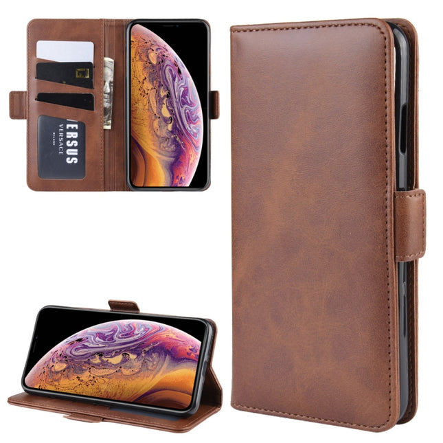 Dual-side Magnetic Buckle Horizontal Flip Leather Case for iPhone XS Max, with Holder & Card Slots & Wallet & Photo Frame(Brown)-garmade.com