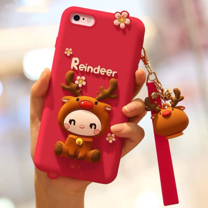 Lovely Reindeer Full Package Anti Falling Silicone Sleeve for iPhone 6 plus / 6s Plus(Pink)-garmade.com
