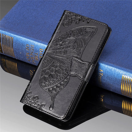 Butterfly Love Flowers Embossing Horizontal Flip Leather Case For Galaxy Note 10 with Holder & Card Slots & Wallet & Lanyard(Black)-garmade.com