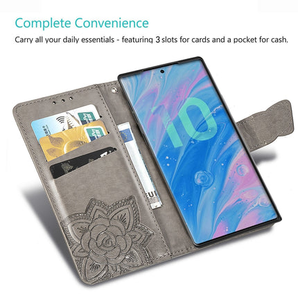Butterfly Love Flowers Embossing Horizontal Flip Leather Case For Galaxy Note 10 with Holder & Card Slots & Wallet & Lanyard(Black)-garmade.com