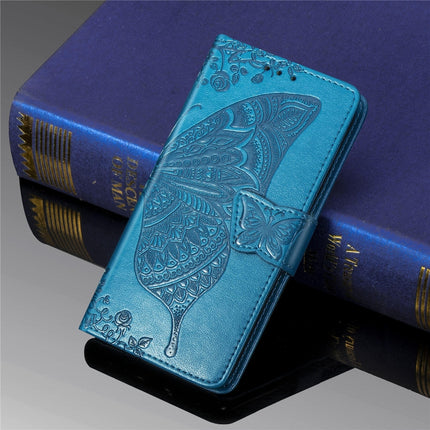 Butterfly Love Flowers Embossing Horizontal Flip Leather Case For Galaxy Note 10 with Holder & Card Slots & Wallet & Lanyard(Blue)-garmade.com