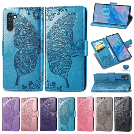 Butterfly Love Flowers Embossing Horizontal Flip Leather Case For Galaxy Note 10 with Holder & Card Slots & Wallet & Lanyard(Gray)-garmade.com