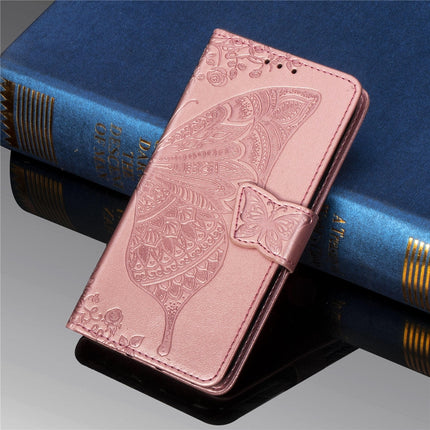 Butterfly Love Flowers Embossing Horizontal Flip Leather Case For Galaxy Note 10 with Holder & Card Slots & Wallet & Lanyard(Rose gold)-garmade.com
