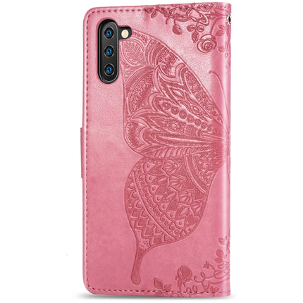 Butterfly Love Flowers Embossing Horizontal Flip Leather Case For Galaxy Note 10 with Holder & Card Slots & Wallet & Lanyard(Pink)-garmade.com