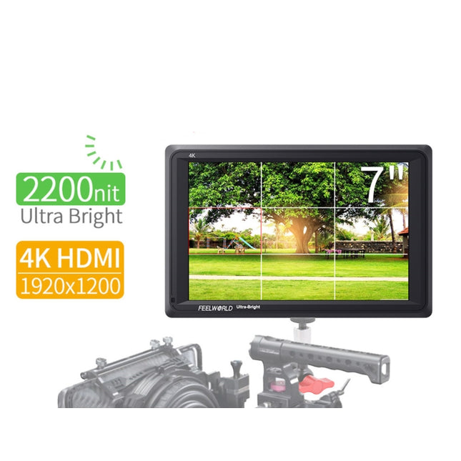 FEELWORLD FW279 7 Inch Ultra Bright 2200nit on Camera Field DSLR Monitor Full HD 1920x1200 4K HDMI Input Output High Brightness for DSLR Stablizer-garmade.com