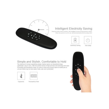 C120 2.4G Mini Keyboard Wireless Remote Mouse with 3-Gyro & 3-Gravity Sensor for PC / HTPC / IPTV / Smart TV and Android TV Box etc(Black)-garmade.com