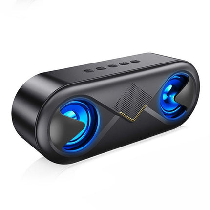 S6 10W Portable Bluetooth 5.0 Wireless Stereo Bass Hifi Speaker, Support TF Card AUX USB Handsfree with Flash LED(Black)-garmade.com