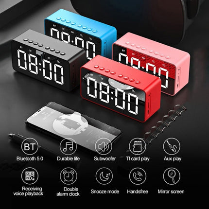 AEC BT506 Speaker with Mirror, LED Clock Display, Dual Alarm Clock, Snooze, HD Hands-free Calling, HiFi Stereo(Black)-garmade.com