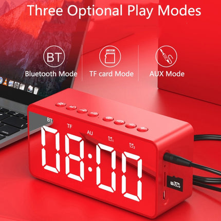 AEC BT506 Speaker with Mirror, LED Clock Display, Dual Alarm Clock, Snooze, HD Hands-free Calling, HiFi Stereo(Red)-garmade.com