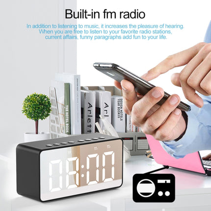AEC BT506 Speaker with Mirror, LED Clock Display, Dual Alarm Clock, Snooze, HD Hands-free Calling, HiFi Stereo(Pink)-garmade.com