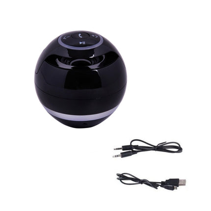 A18 Ball Bluetooth Speaker with LED Light Portable Wireless Mini Speaker Mobile Music MP3 Subwoofer Support TF (Black)-garmade.com