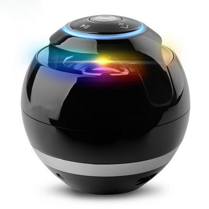 A18 Ball Bluetooth Speaker with LED Light Portable Wireless Mini Speaker Mobile Music MP3 Subwoofer Support TF (Black)-garmade.com