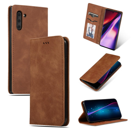 Retro Skin Feel Business Magnetic Horizontal Flip Leather Case for Galaxy Note 10(Brown)-garmade.com