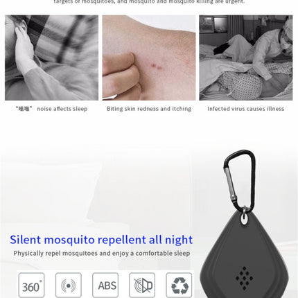 Outdoor Mosquito Repellent Portable Ultrasonic Insect Repellent Insecticide USB Charging Intelligent Frequency Conversion(Black)-garmade.com
