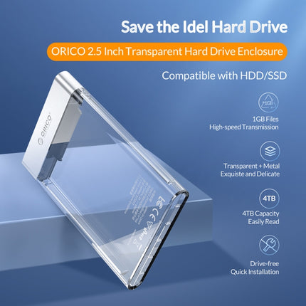 ORICO 2129U3 2.5 inch Transparent USB 3.0 Hard Drive Enclosure-garmade.com