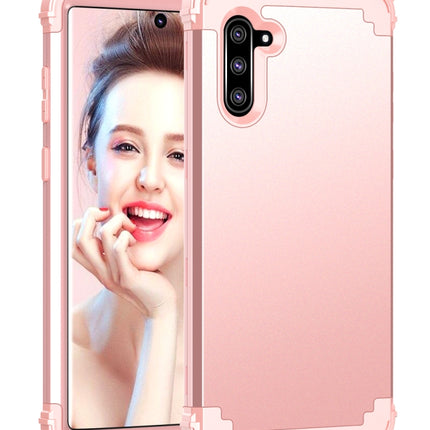 PC+ Silicone Three-piece Anti-drop Protection Case for Galaxy Note10(Rose gold)-garmade.com