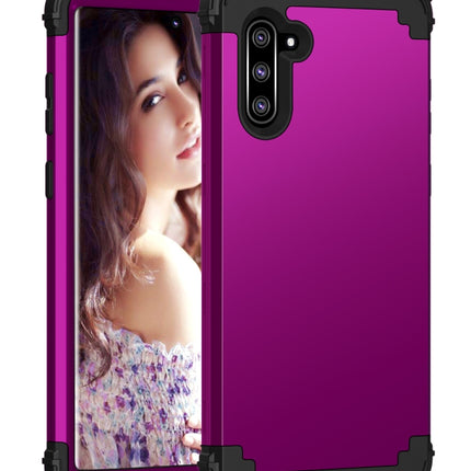 PC+ Silicone Three-piece Anti-drop Protection Case for Galaxy Note10(Dark purple)-garmade.com