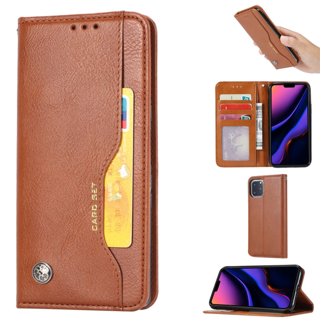 Knead Skin Texture Horizontal Flip Leather Case for iPhone 11 Pro Max , with Photo Frame & Holder & Card Slots & Wallet(Brown)-garmade.com