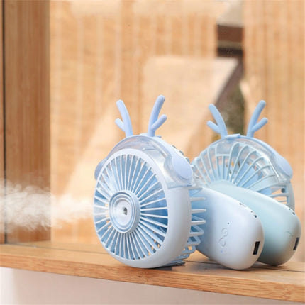 Desktop Folding Spray Mini Fan Cartoon Humidification Water Jet Fan(Blue)-garmade.com