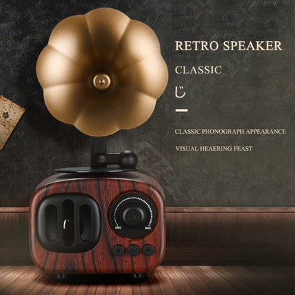 Retro Wood Portable Mini Bluetooth Speaker Wireless Loudspeaker Outdoor Speaker Sound System TF FM Radio Music Subwoofer(Brown)-garmade.com
