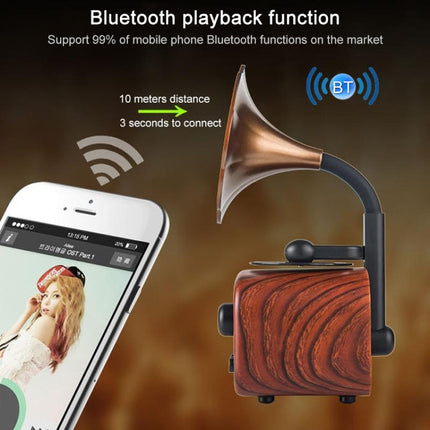 Retro Wood Portable Mini Bluetooth Speaker Wireless Loudspeaker Outdoor Speaker Sound System TF FM Radio Music Subwoofer(Khaki)-garmade.com