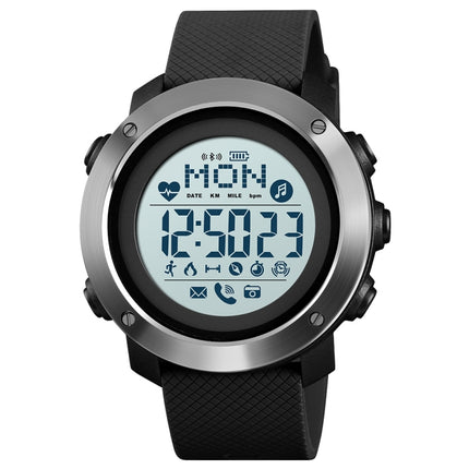 SKMEI 1511 Simple Bluetooth Men Smart Waterproof Compass Adult Smart Watch(Steel Shell Black)-garmade.com